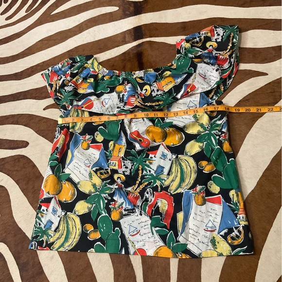 J. Crew Postcard Print Ruffle Top Size 4 - Picture 8 of 9